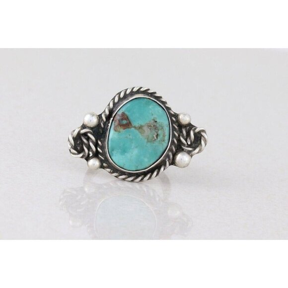Sterling Silver Turquoise Ring Size 5 3/4 - Picture 6 of 8